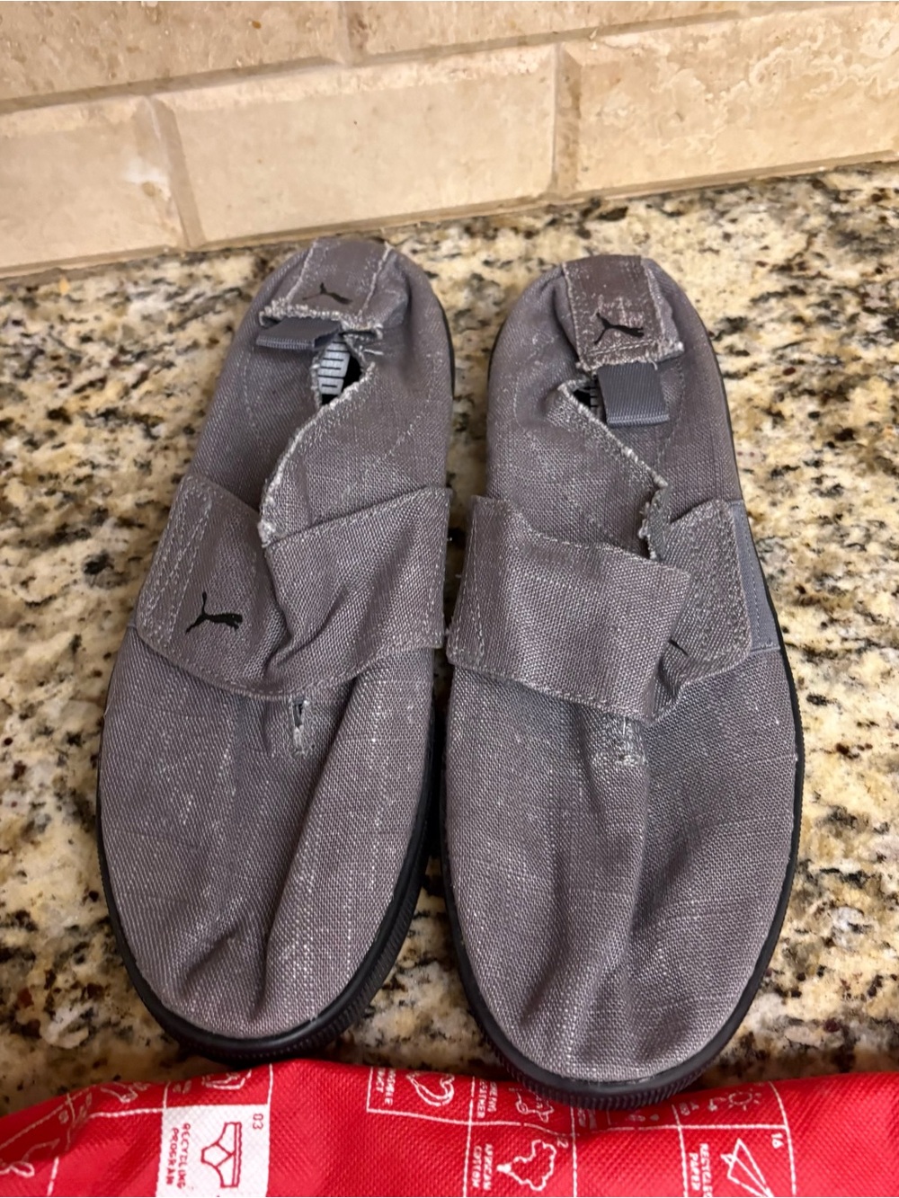 Puma Men’s Gray Slip-On Canvas Sandals with Hook-and-Loop Strap